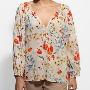 THE GREAT. THE DERBY TOP POPPY FIELD FLORAL SIZE 0